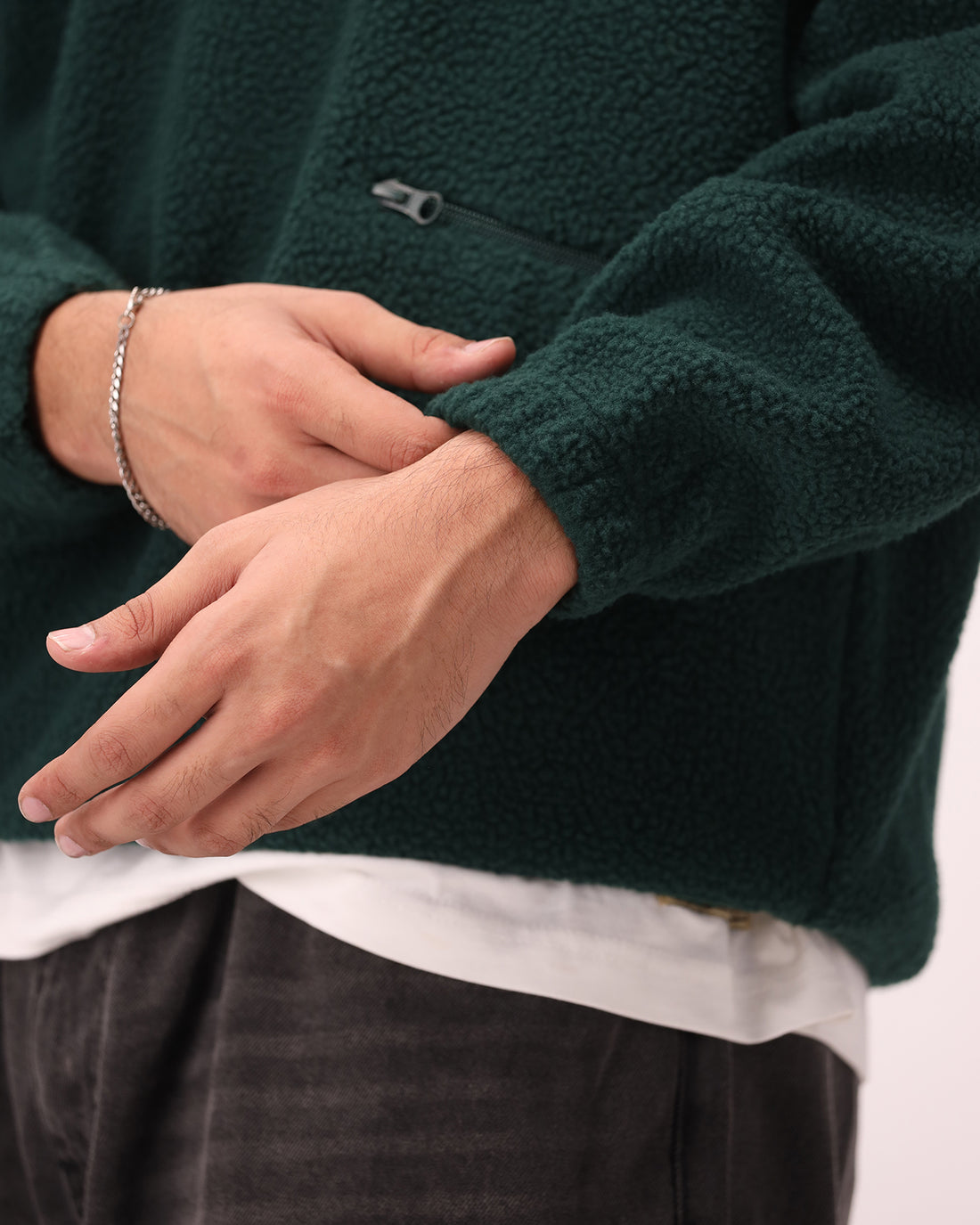 Sherpa Mock Neck ¼-Zip Unisex – Forest Green