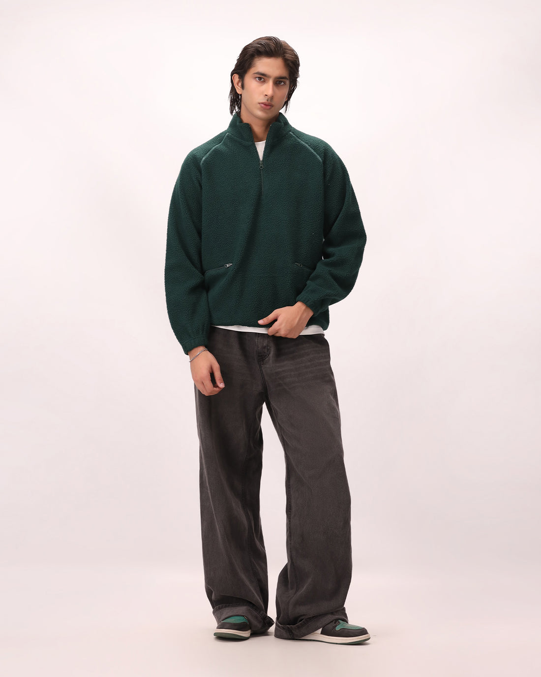 Sherpa Mock Neck ¼-Zip – Forest Green