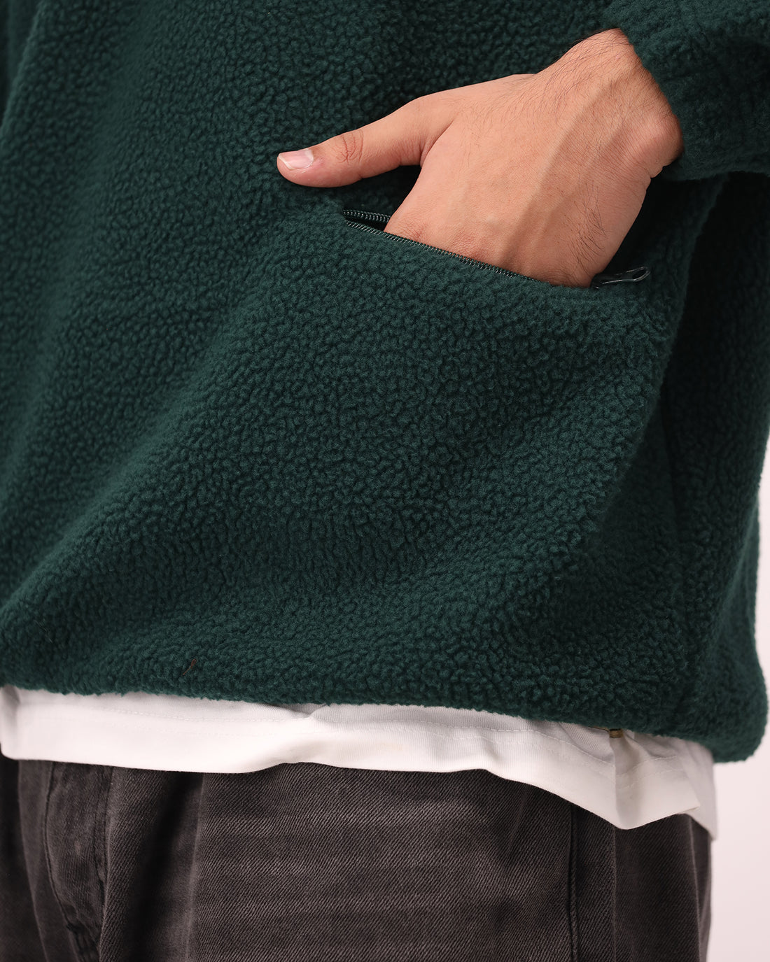 Sherpa Mock Neck ¼-Zip Unisex – Forest Green