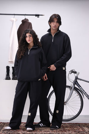 Black Mock Neck 1/4 Zipper Co-Ord Set
