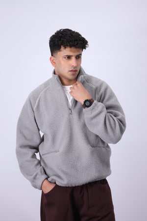 Sherpa Mock Neck ¼-Zip – Silver Frost