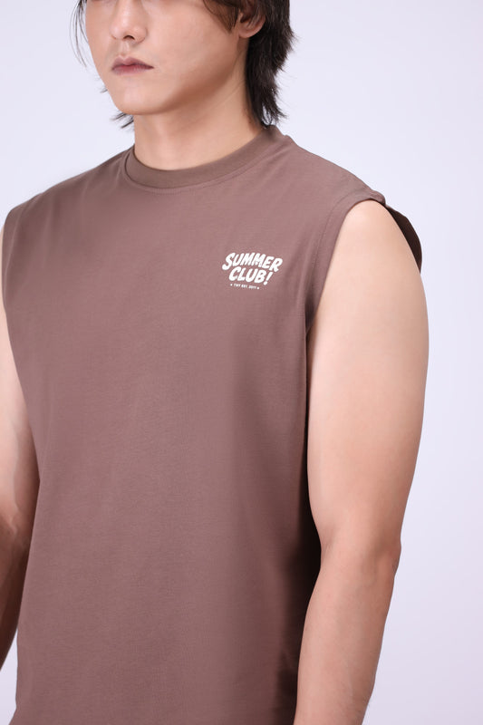 MOCHA RELAXED FIT TANK T-SHIRT