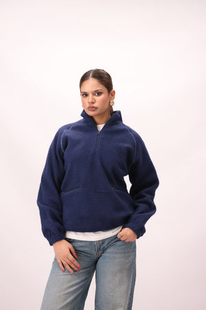 Sherpa Mock Neck ¼-Zip Unisex – Deep Navy