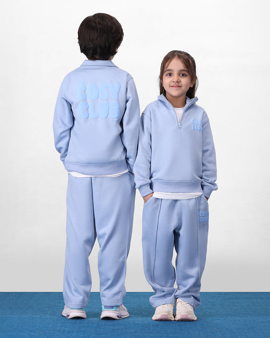 Cosy Club Mock Neck 1/4 Co-ord Set - Sky Blue