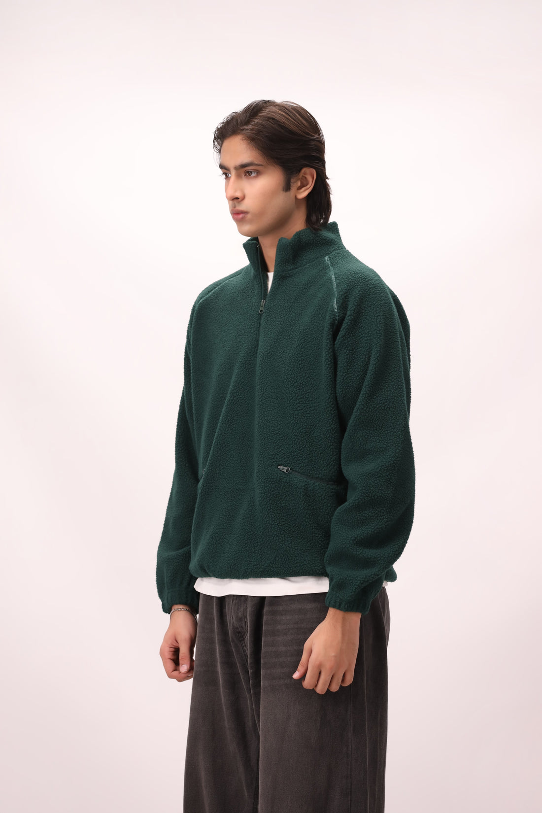 Sherpa Mock Neck ¼-Zip – Forest Green