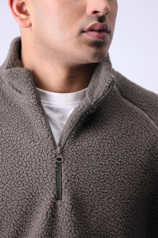 Sherpa Mock Neck ¼-Zip – Moss Grey