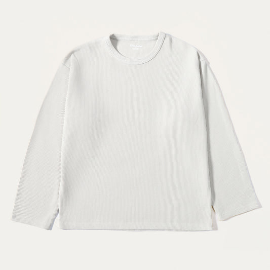 Beige Long Sleeve Waffle T-Shirt
