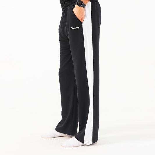 Black Wide Leg Contrast Panel Unisex Trouser