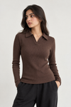 Brown Drop Needle Polo