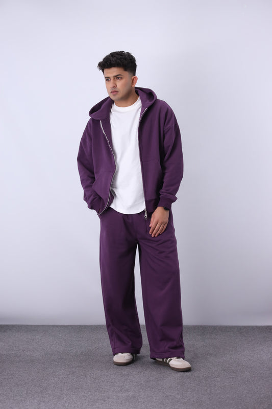 Core Fleece Zipper Co-Ord - Plum