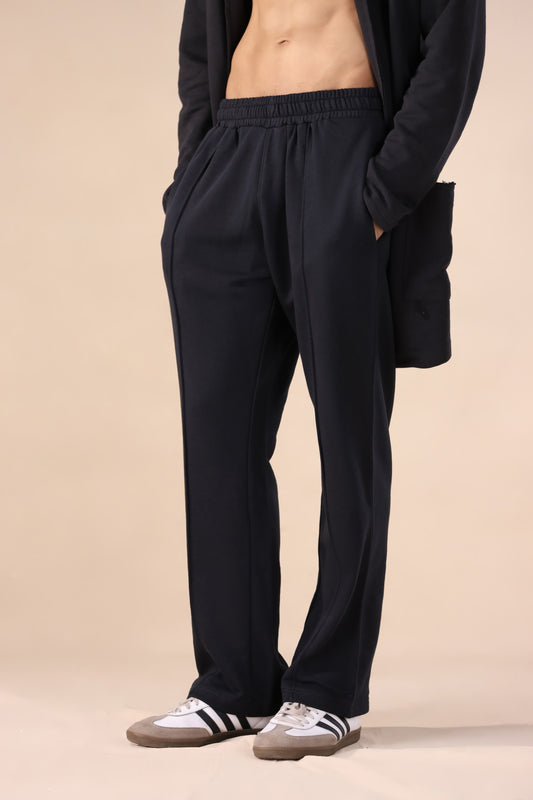 Black Essential Pleated Baggy Trousers