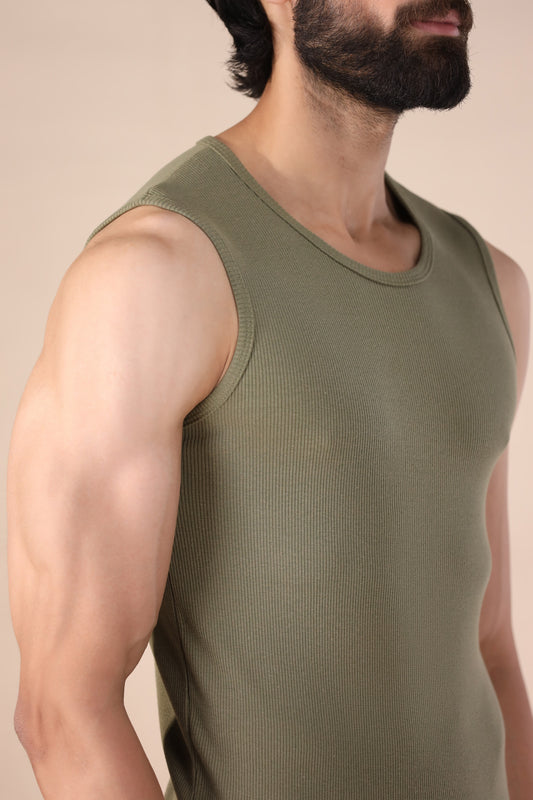 Ribbed Tanktop – Olive