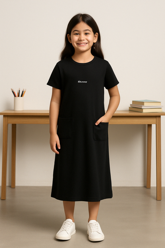 Black - Girls Pocket Dress