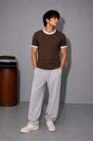 TNY Signature Unisex Ringer Tee – Brown/Cream
