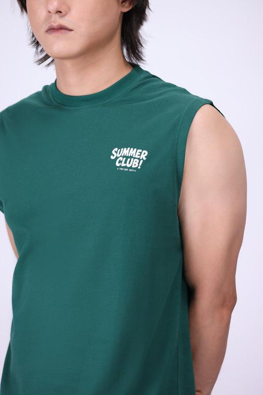 GREEN RELAXED FIT TANK T-SHIRT
