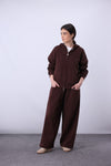 Core Fleece Zipper Co-Ord - Brown