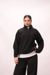 Sherpa Mock Neck ¼-Zip Unisex – Jet Black