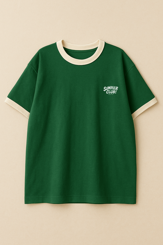 Oversized Ringer T-shirt Green