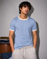TNY Signature Unisex Ringer Tee – Sky/White