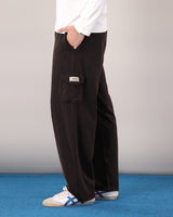 STONE WASHED DRIFT CARGO TROUSER – Black (Wide Fit)