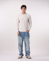 Waffle Knit Thermal Henley - Off White