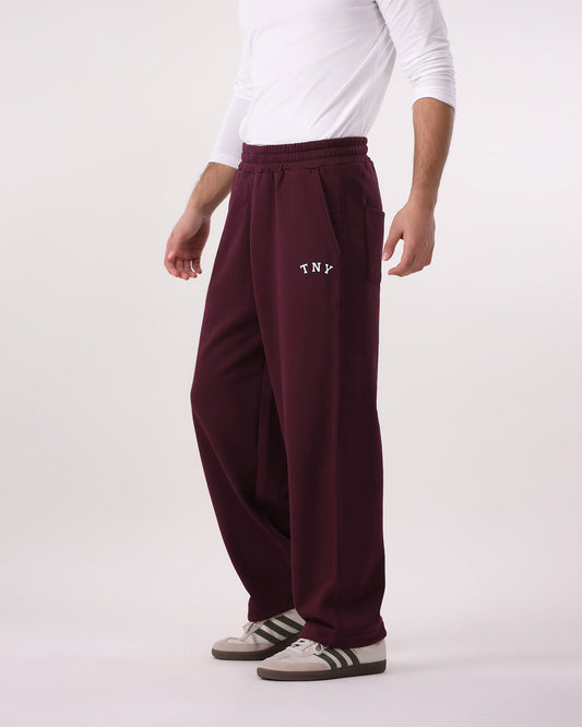 TNY Relax Fit Fleece Trouser - Burgundy