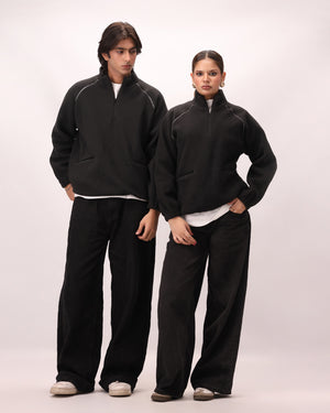 Sherpa Mock Neck ¼-Zip – Jet Black