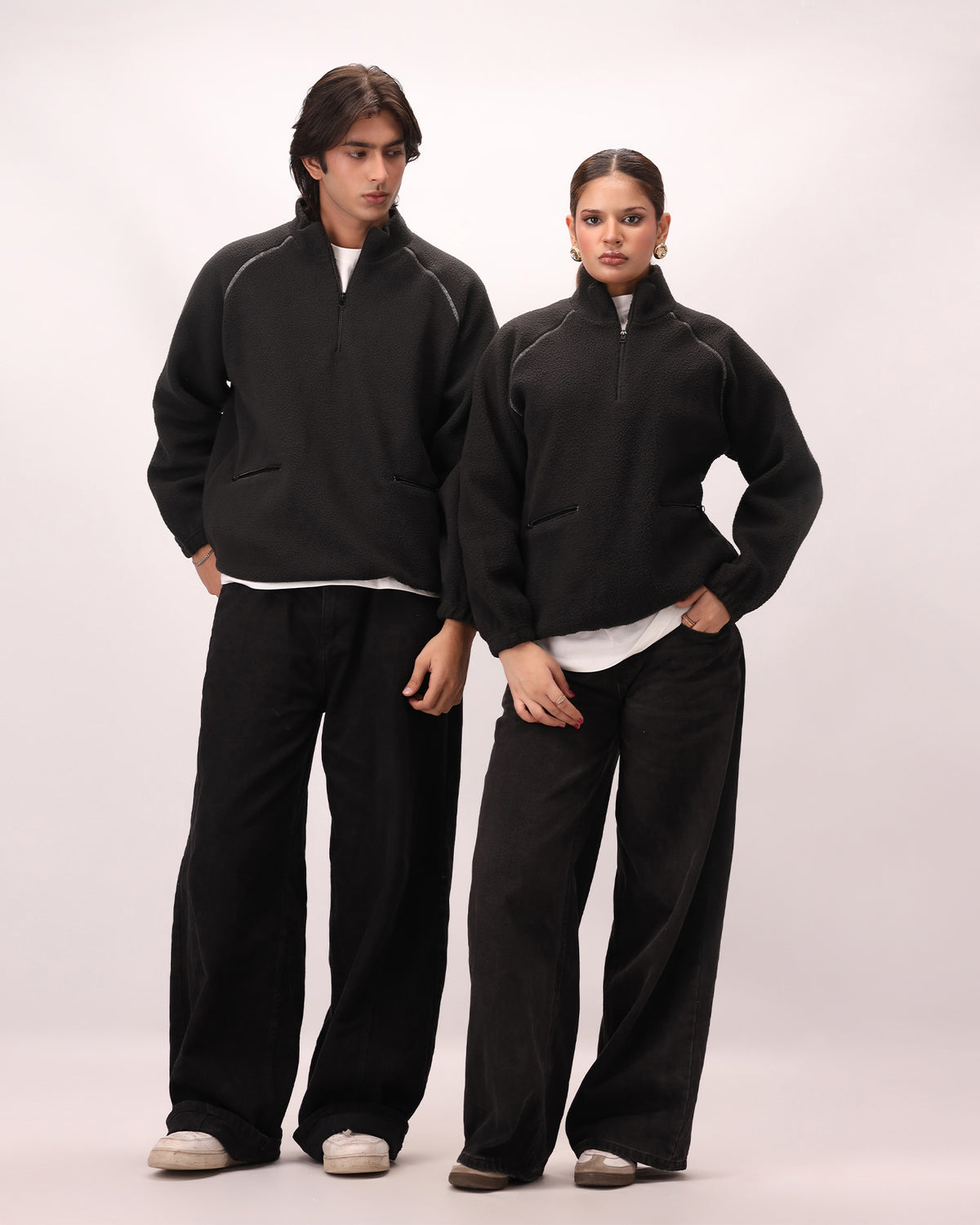 Sherpa Mock Neck ¼-Zip – Jet Black