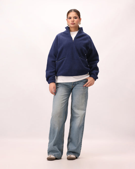 Sherpa Mock Neck ¼-Zip Unisex – Deep Navy