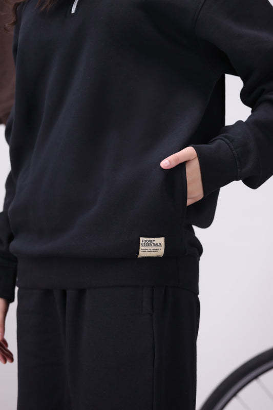 Black Mock Neck 1/4 Zipper Co-Ord Set