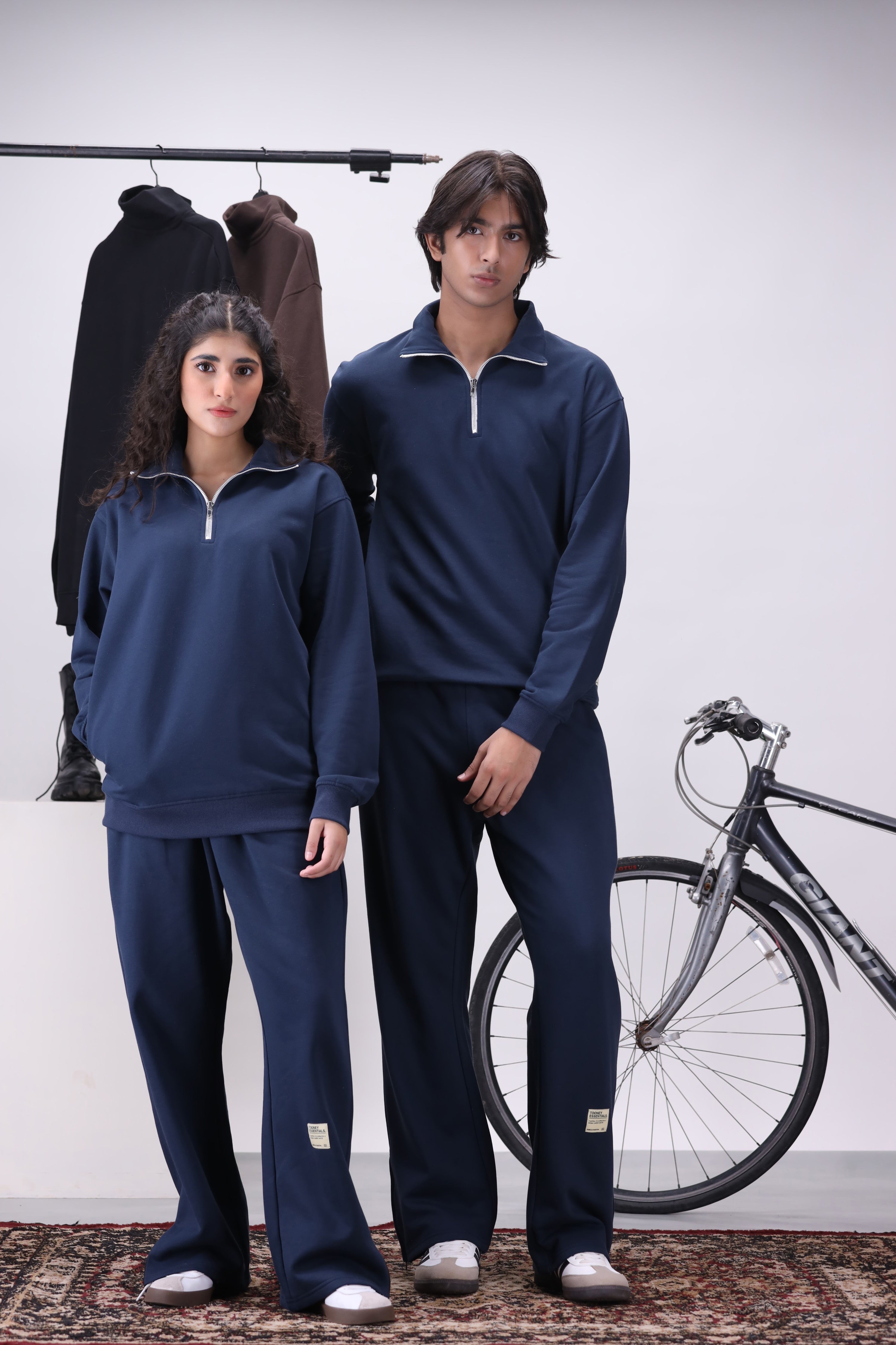 Navy Mock Neck 1/4 Zipper Co-Ord Set