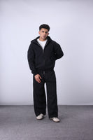 Core Fleece Zipper Co-Ord - Black