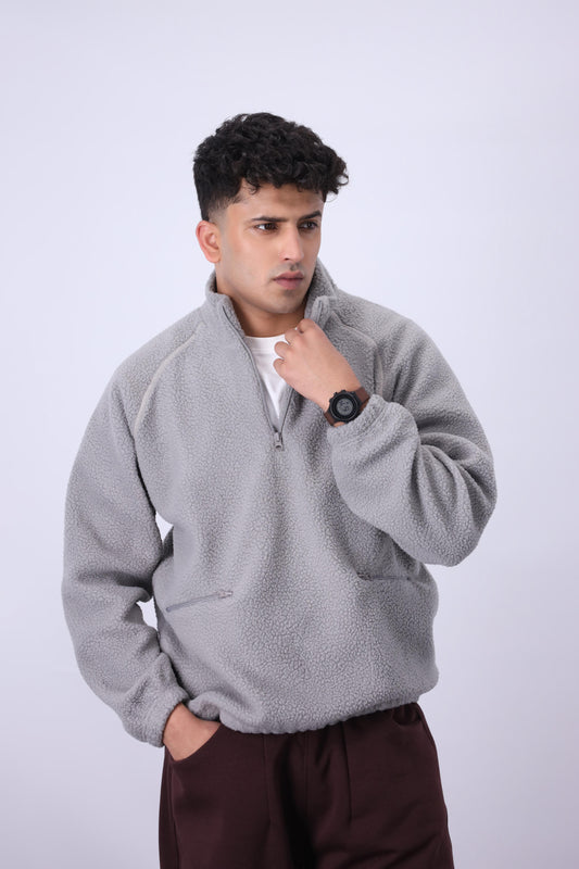 Sherpa Mock Neck ¼-Zip – Silver Frost