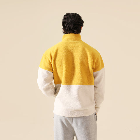 Contrast Mustard / Cream Sherpha Jacket