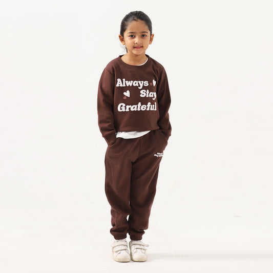 Always Stay Grateful Kids Fleece Co-ord Set