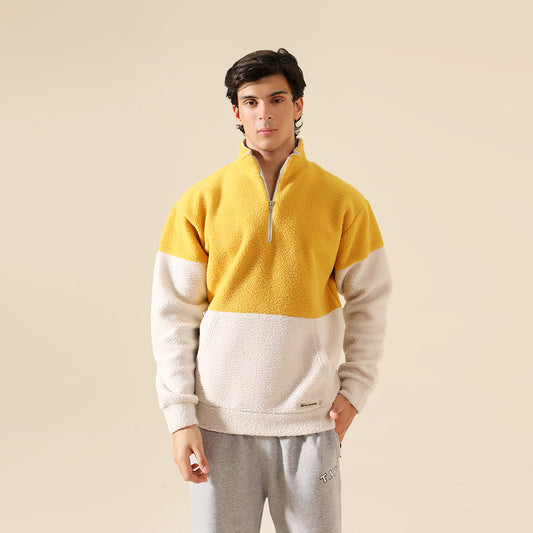 Contrast Mustard / Cream Sherpha Jacket