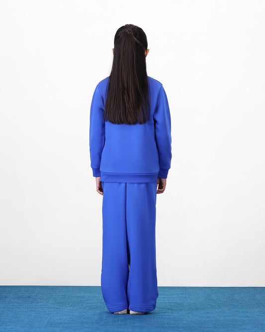 Blue High Neck Fleece Set