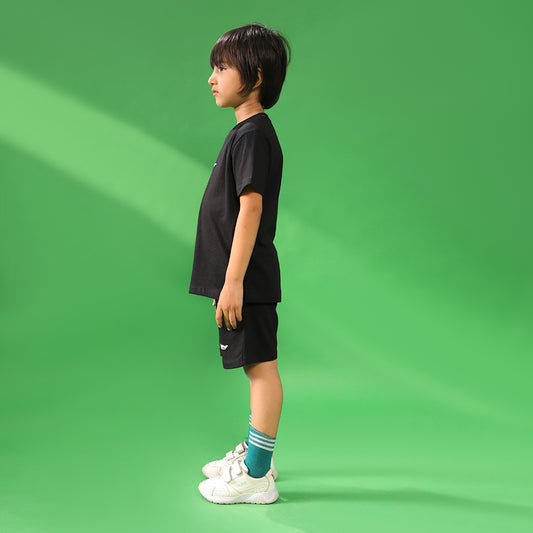 Tooney Black Oversized Kids Shorts Set