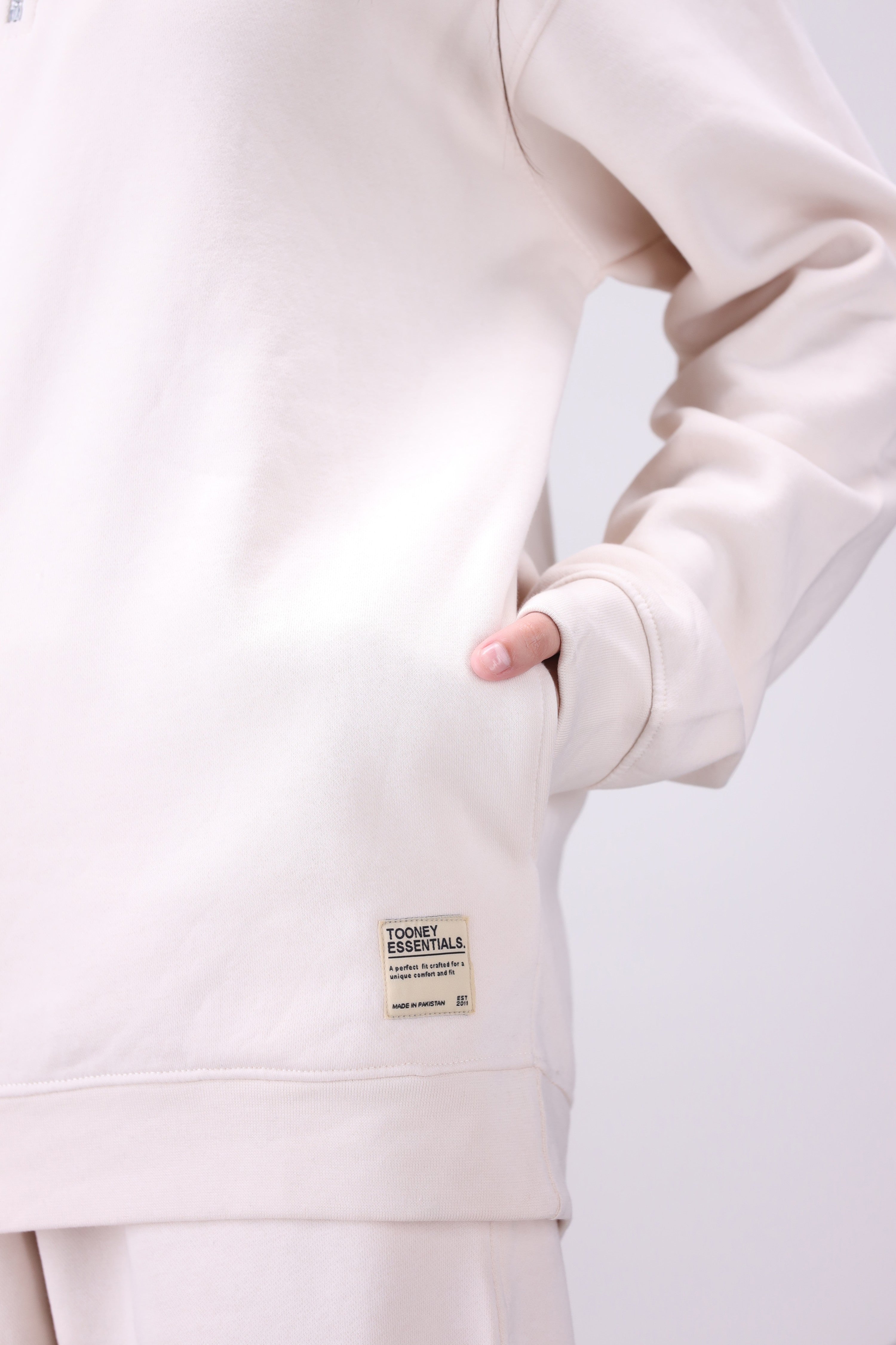 Off-White Mock Neck 1/4 Zipper Co-Ord Set