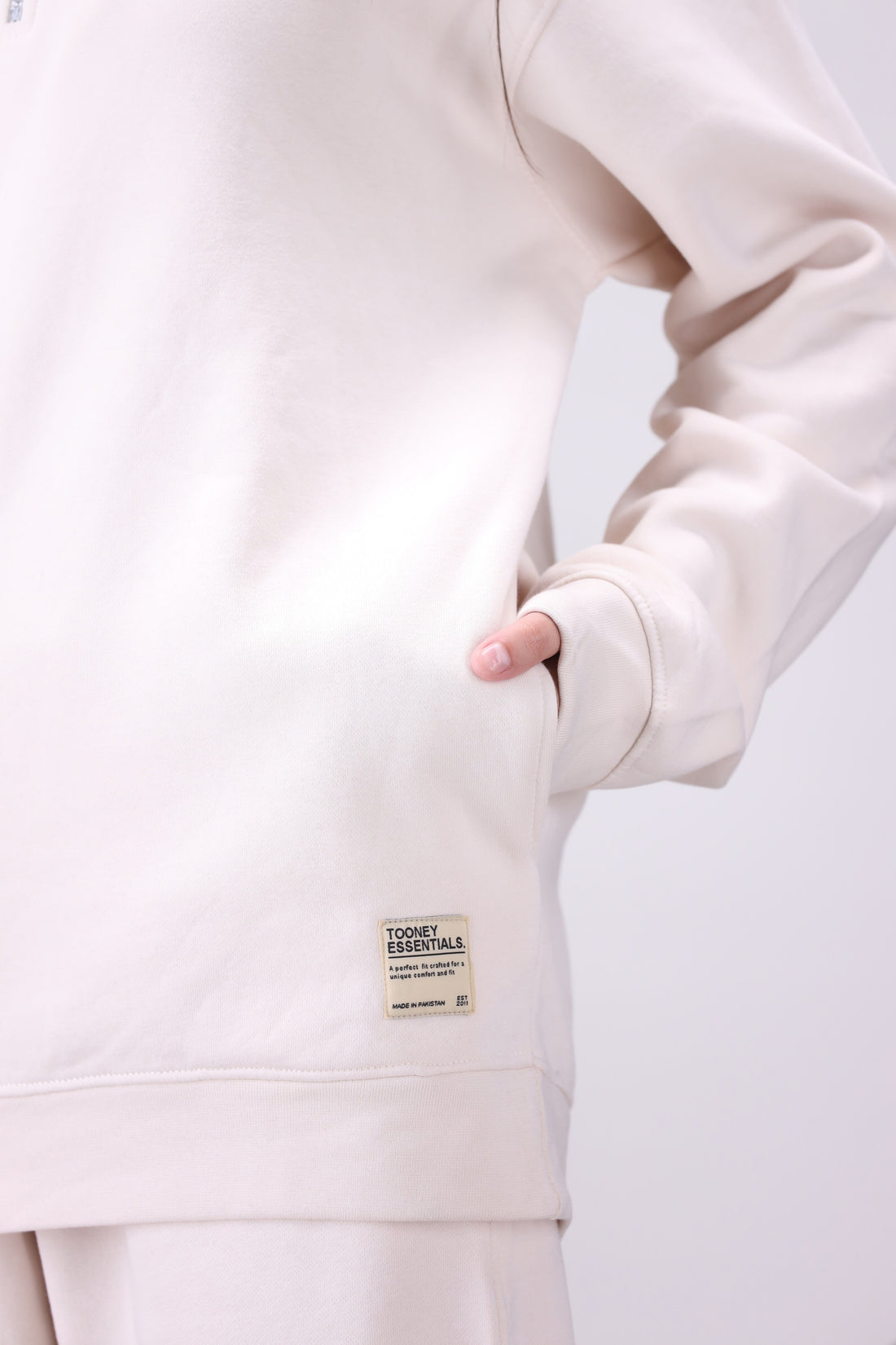 Off-White Mock Neck 1/4 Zipper Co-Ord Set