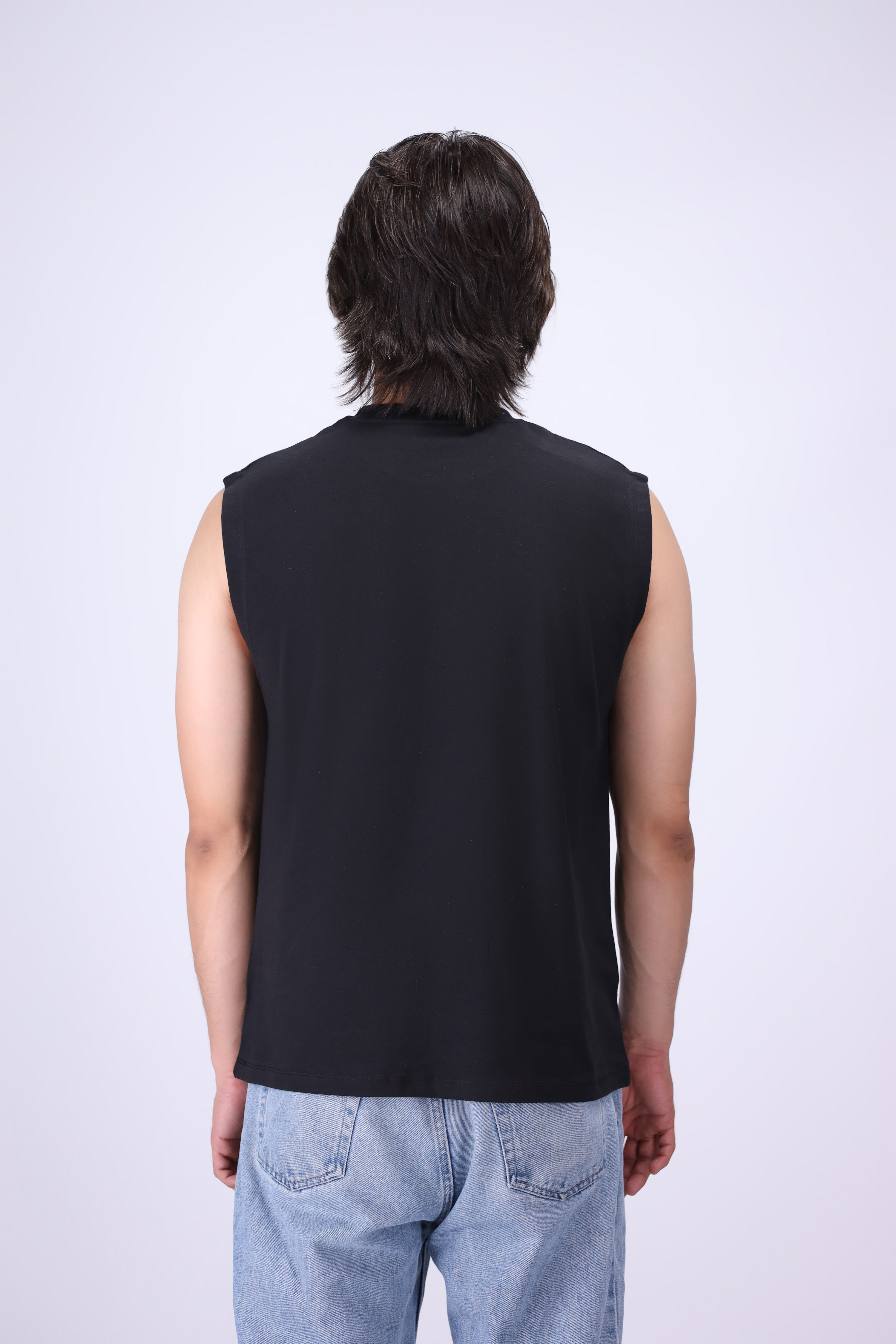 BLACK RELAXED FIT TANK T-SHIRT