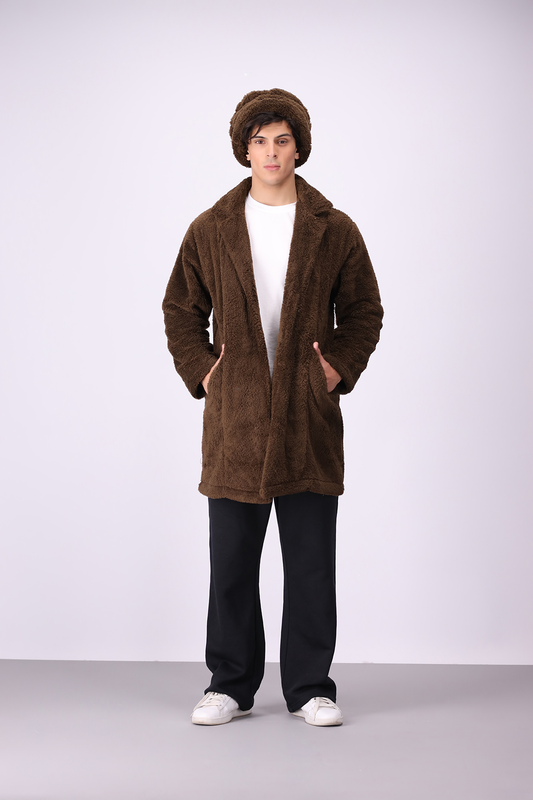 Plush Comfort Long Fur Unisex Coat - Teddy Brown