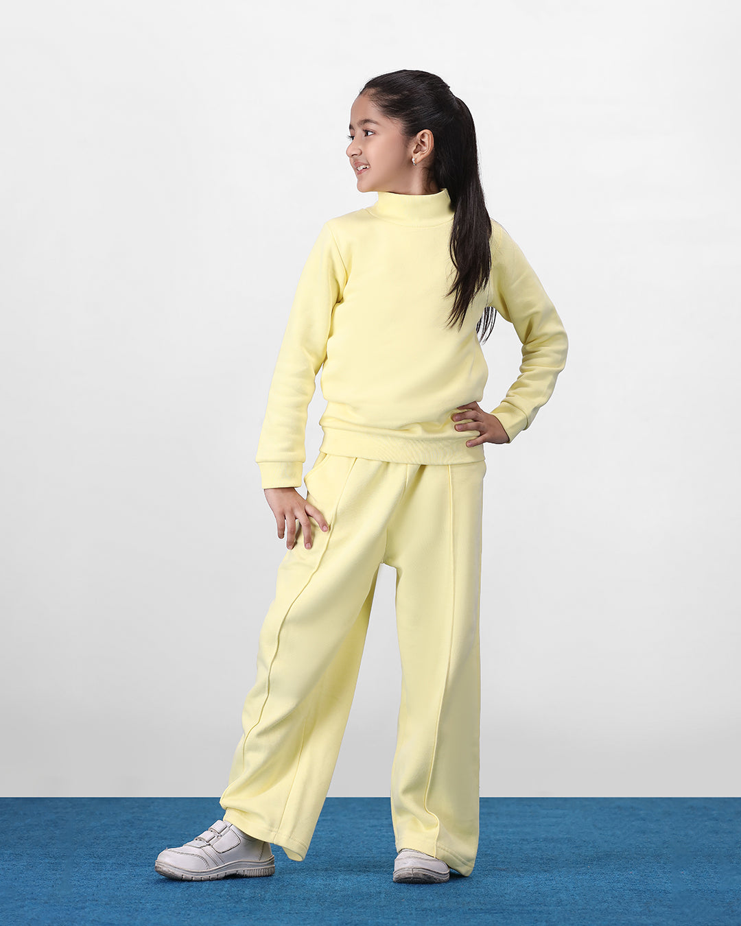Lemon Yellow High Neck Fleece Set
