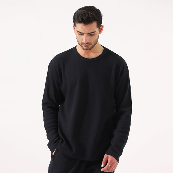 Black Long Sleeve Waffle T-Shirt – Tooney Teez