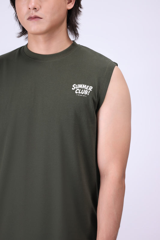 OLIVE RELAXED FIT TANK T-SHIRT