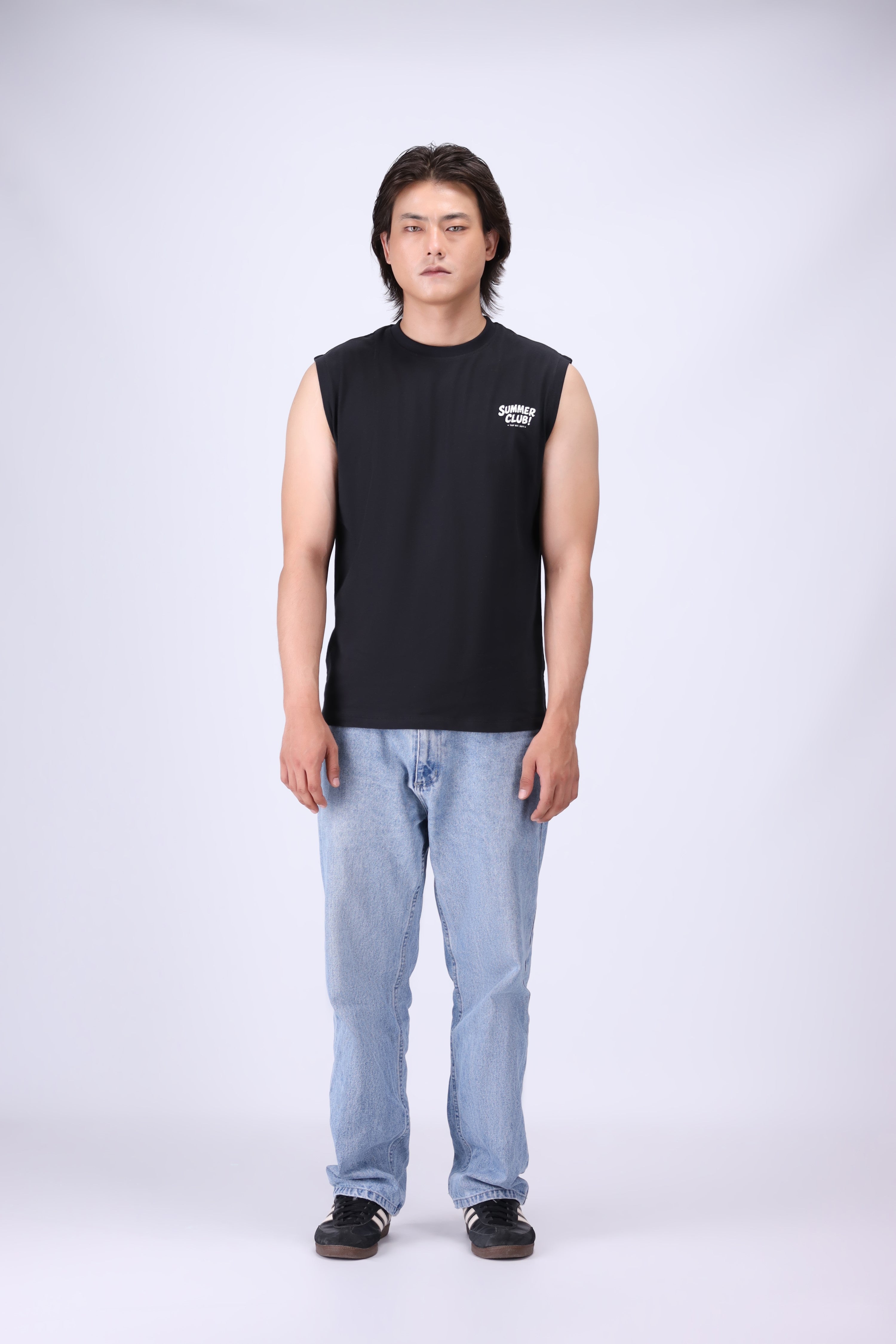 BLACK RELAXED FIT TANK T-SHIRT