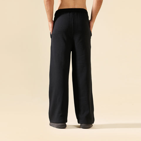 Black Relax Fit Fleece Trouser