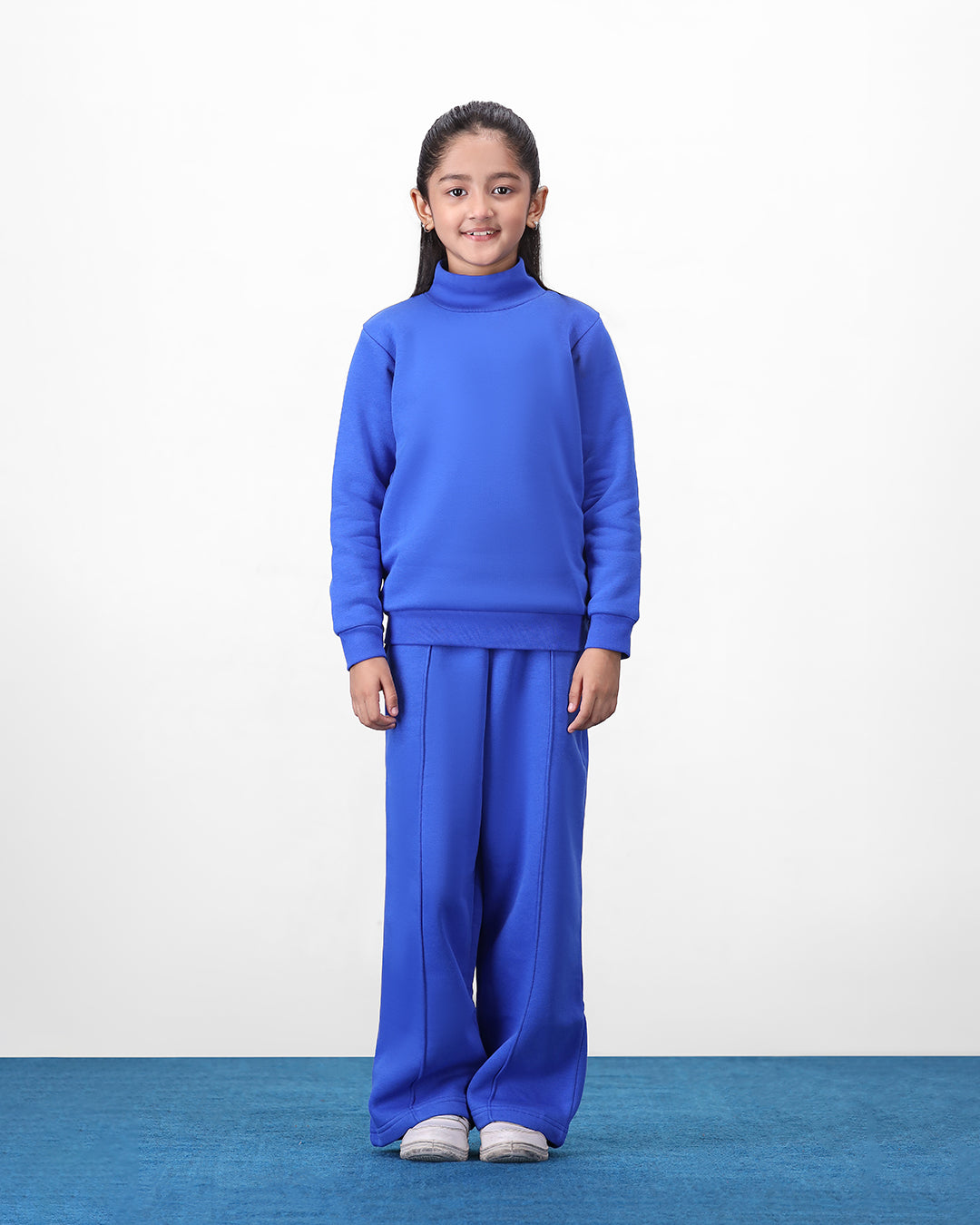 Blue High Neck Fleece Set