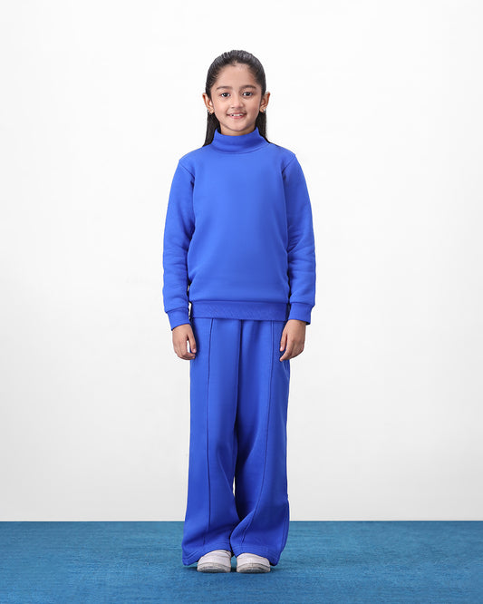 Blue High Neck Fleece Set