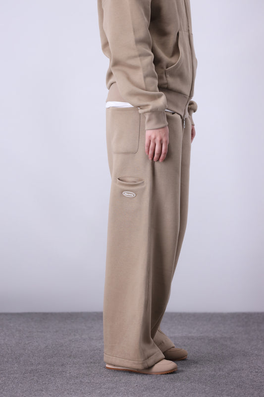 Core Fleece Zipper Co-Ord - Sand